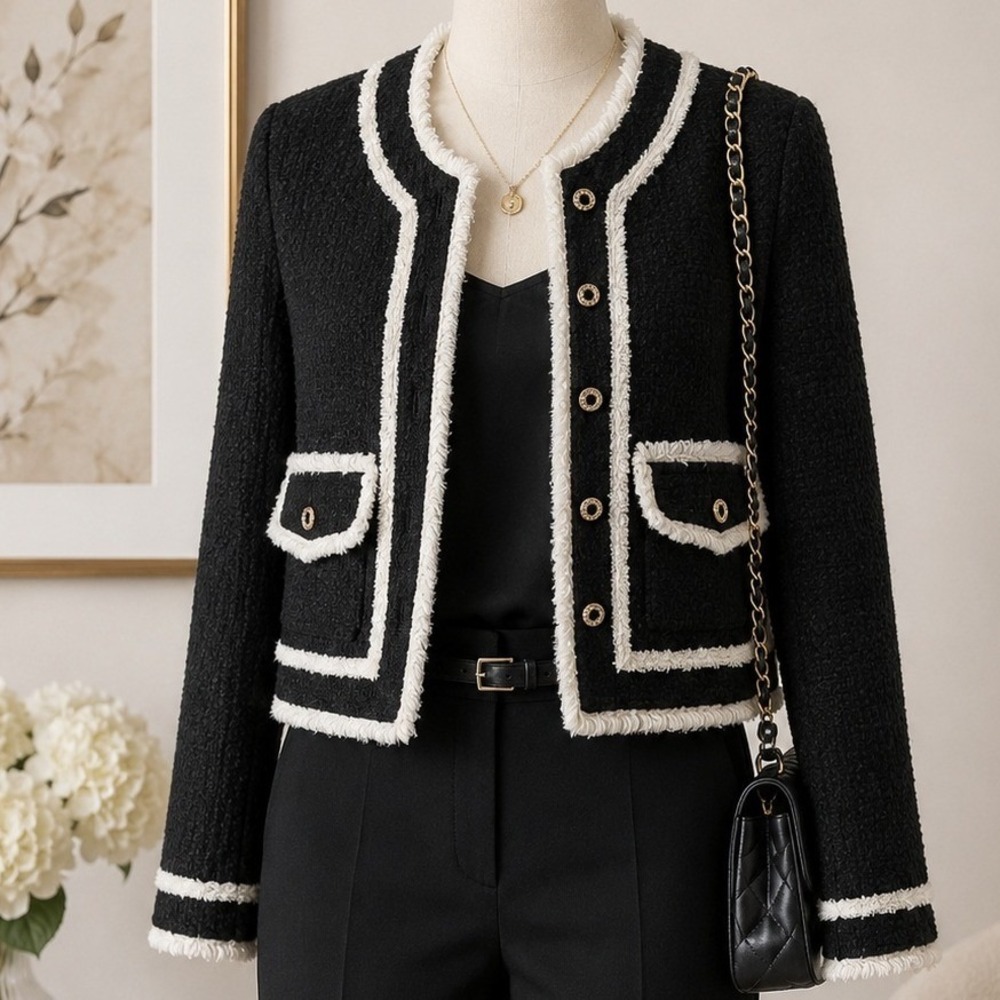 AQUA Womens Jacket Bl45cle Pearl Button Cropped S